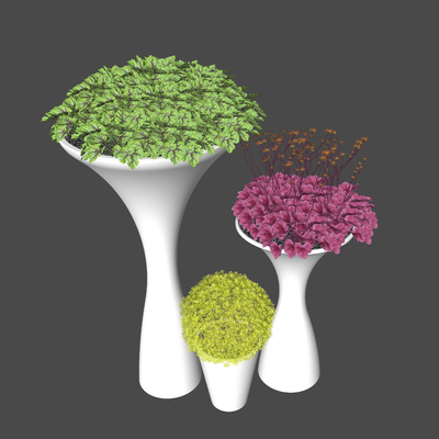  花草盆栽 花钵su模型 