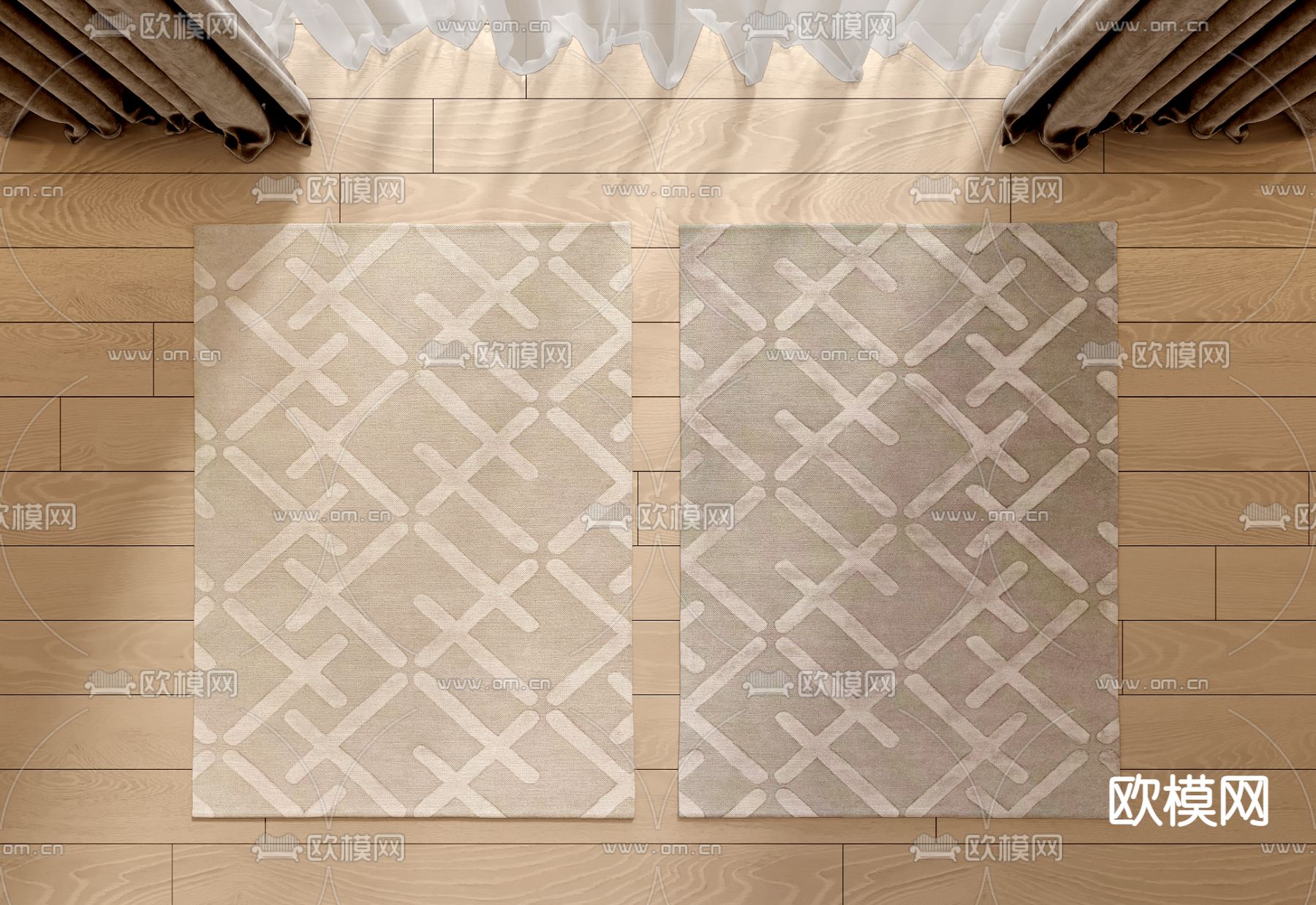 抽象花纹地毯 方毯su模型下载（渲染图1）