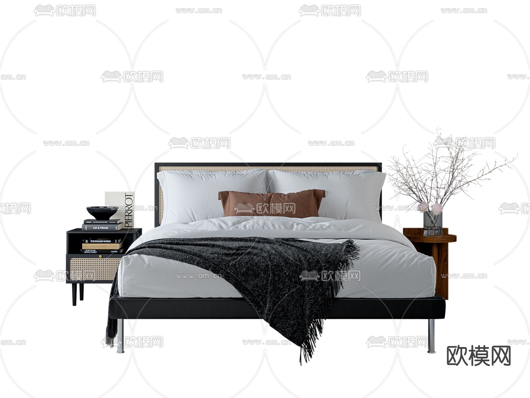 双人床 卧室床3d模型下载（渲染图2）