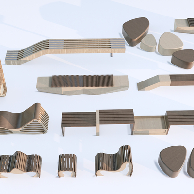  现代户外景观座椅su模型 