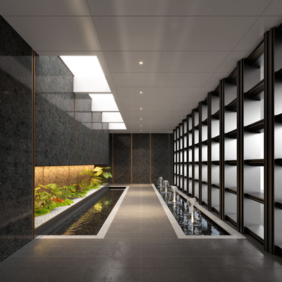  会所走廊 过道su模型 