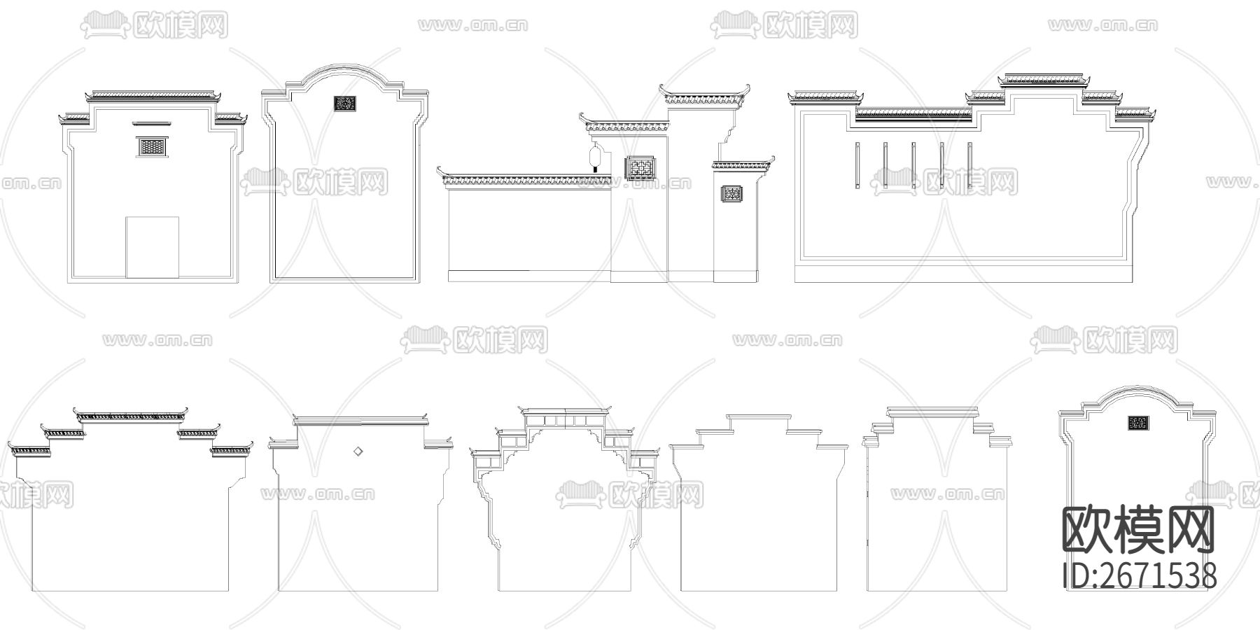 马头墙节点大样下载（渲染图4）