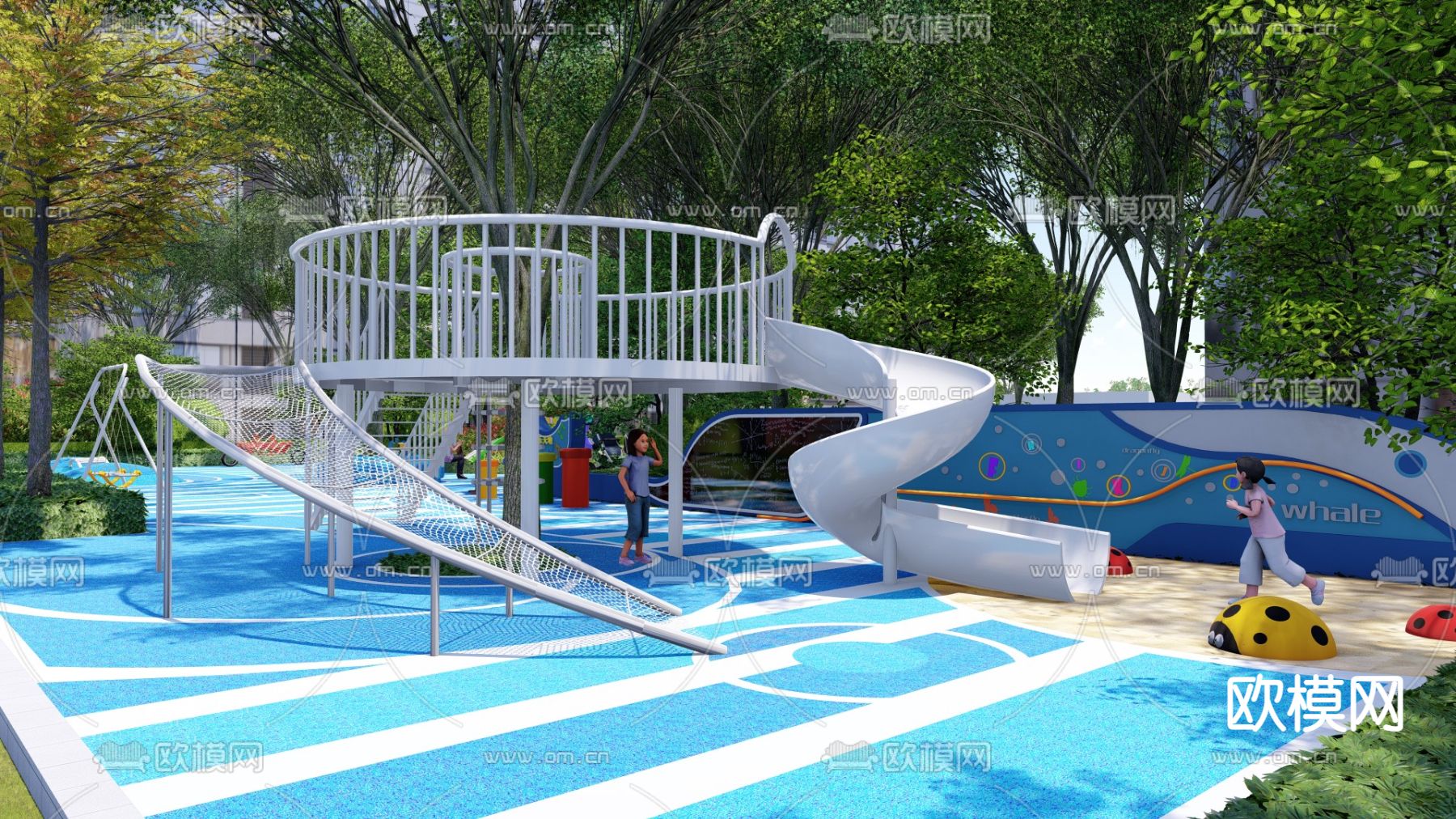 住宅游乐场 儿童活动区su模型下载（渲染图1）