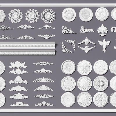  雕花 灯盘 角花su模型 
