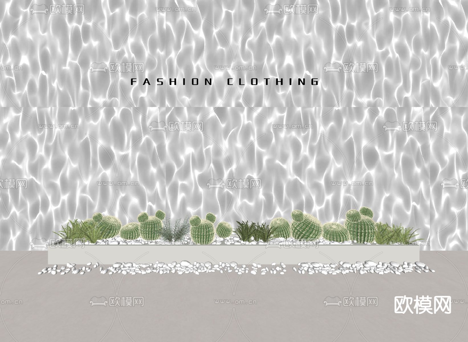 现代水波纹洗墙灯su模型下载（渲染图2）