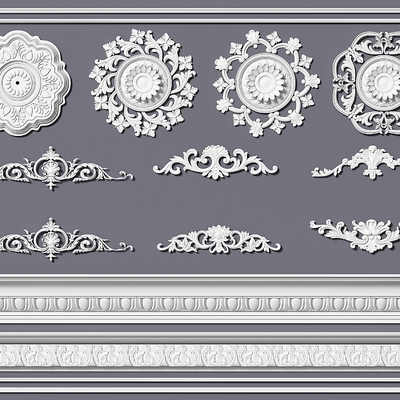  雕花 灯盘 角花su模型 