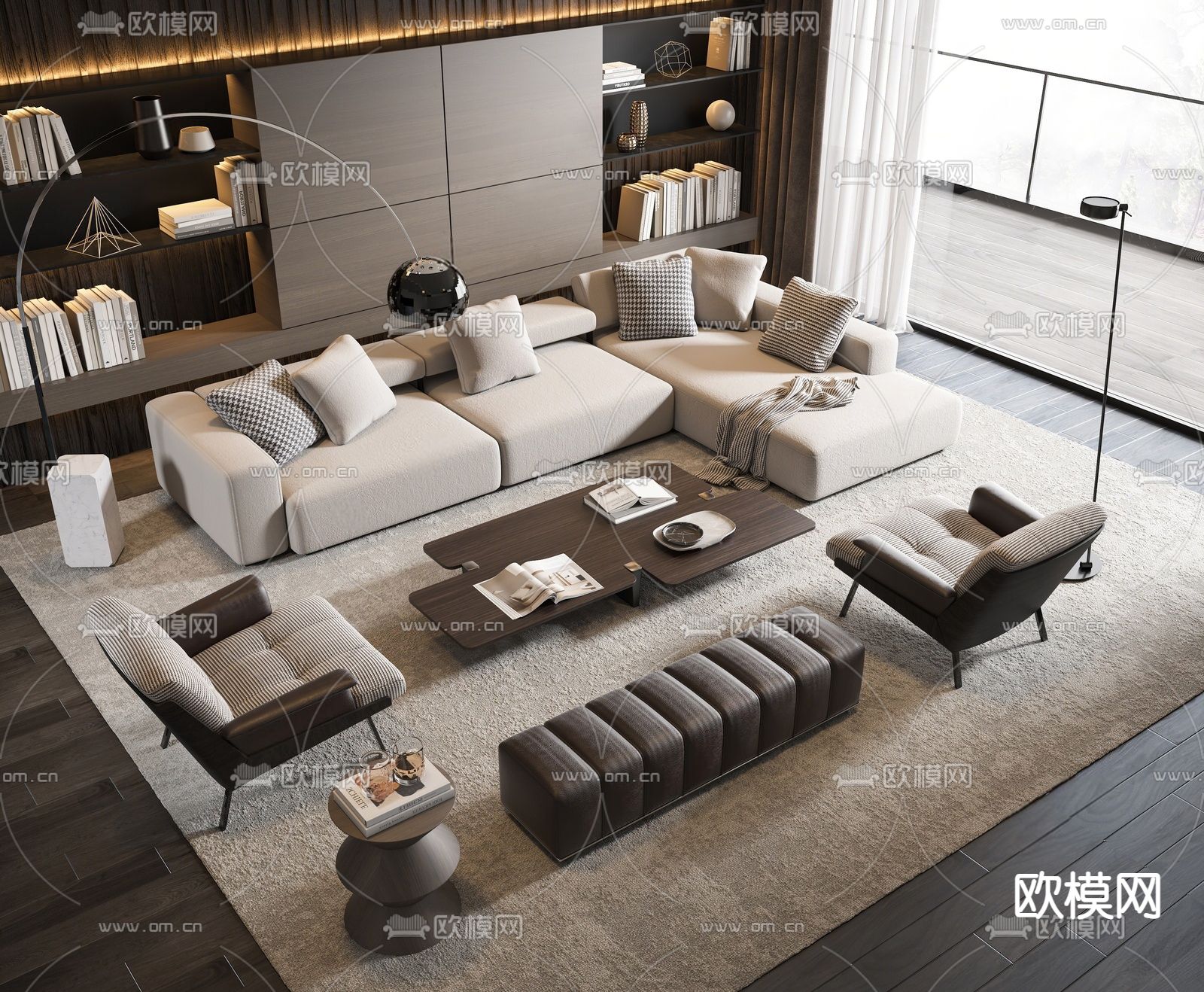 转角沙发 组合沙发su模型下载（渲染图1）