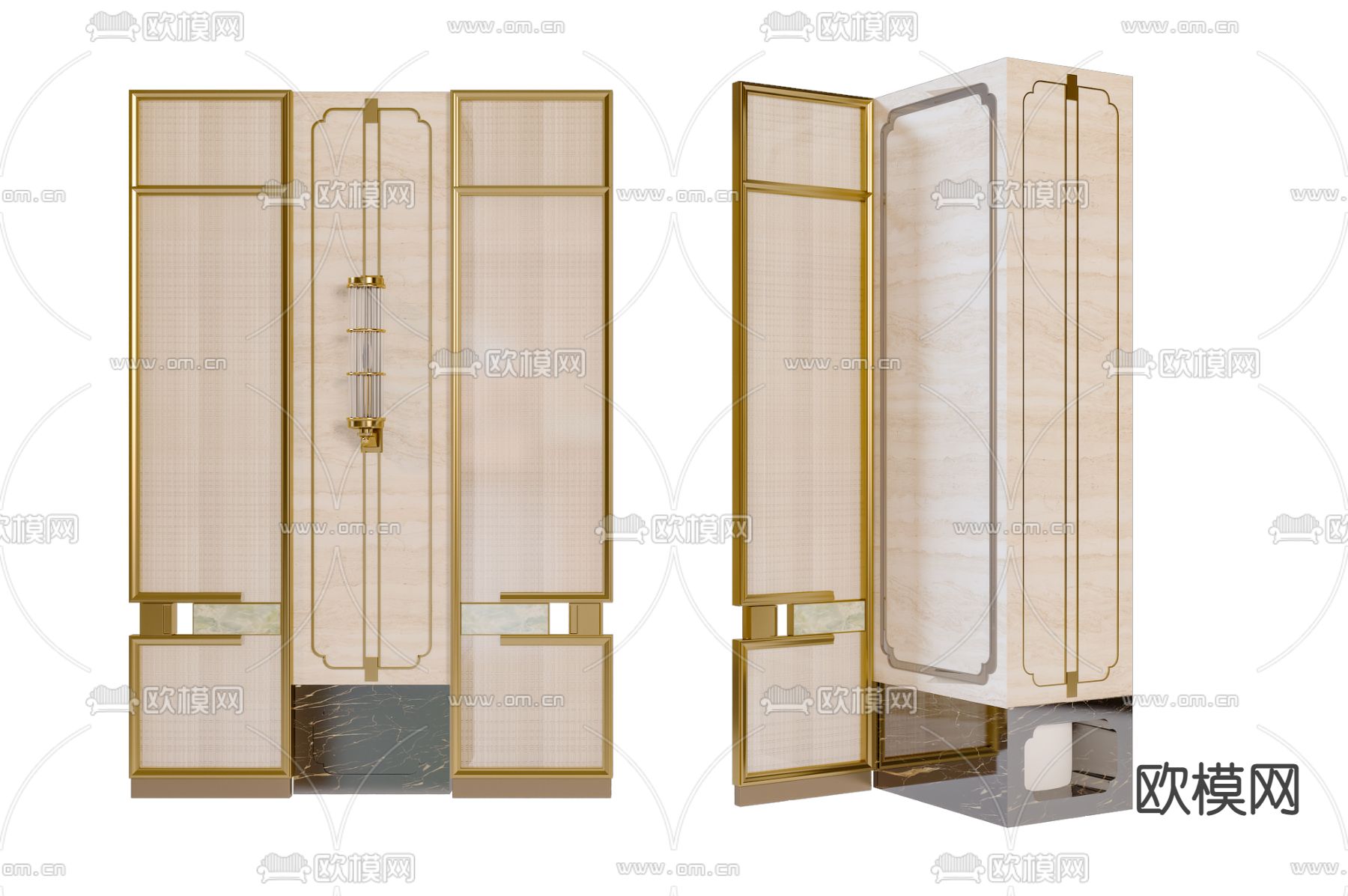 新中式柱子 装饰柱3d模型下载