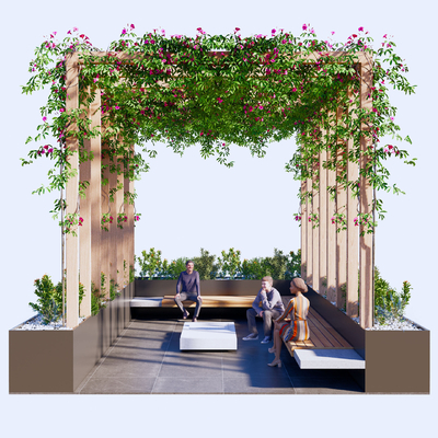 廊架 景观花亭 凉亭su模型