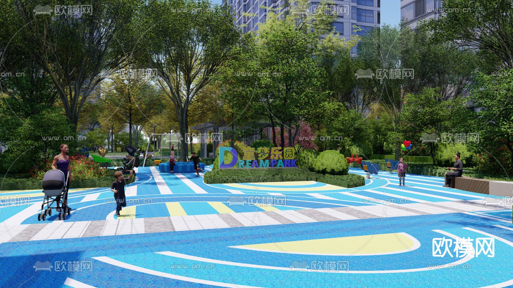 住宅游乐场 儿童活动区su模型下载（渲染图2）