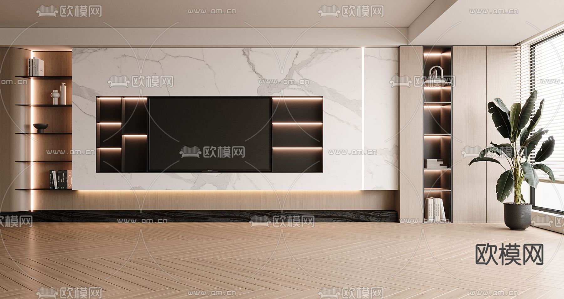 电视背景3d模型下载