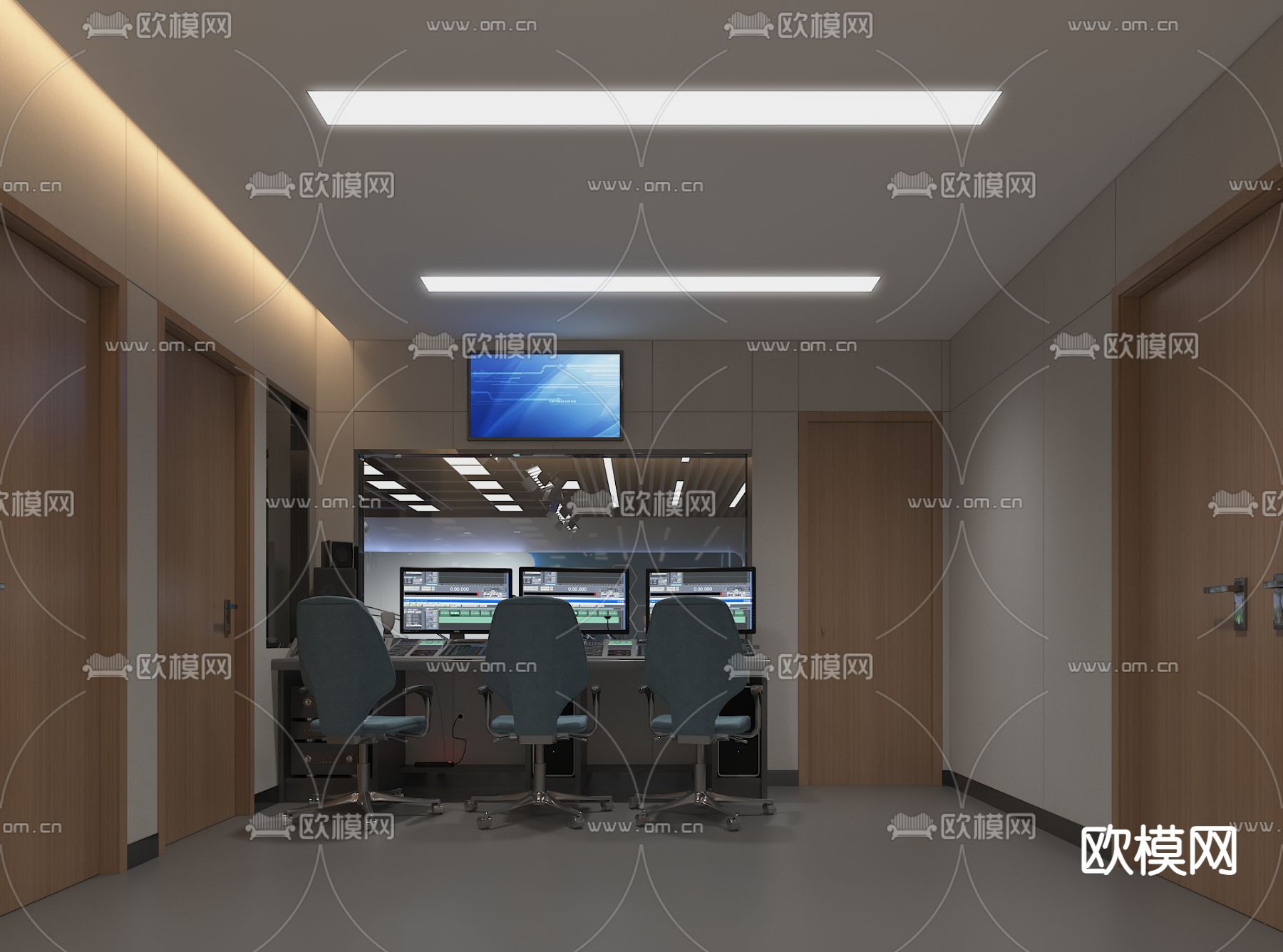 现代直播间 录播室 演播室3d模型下载（渲染图3）