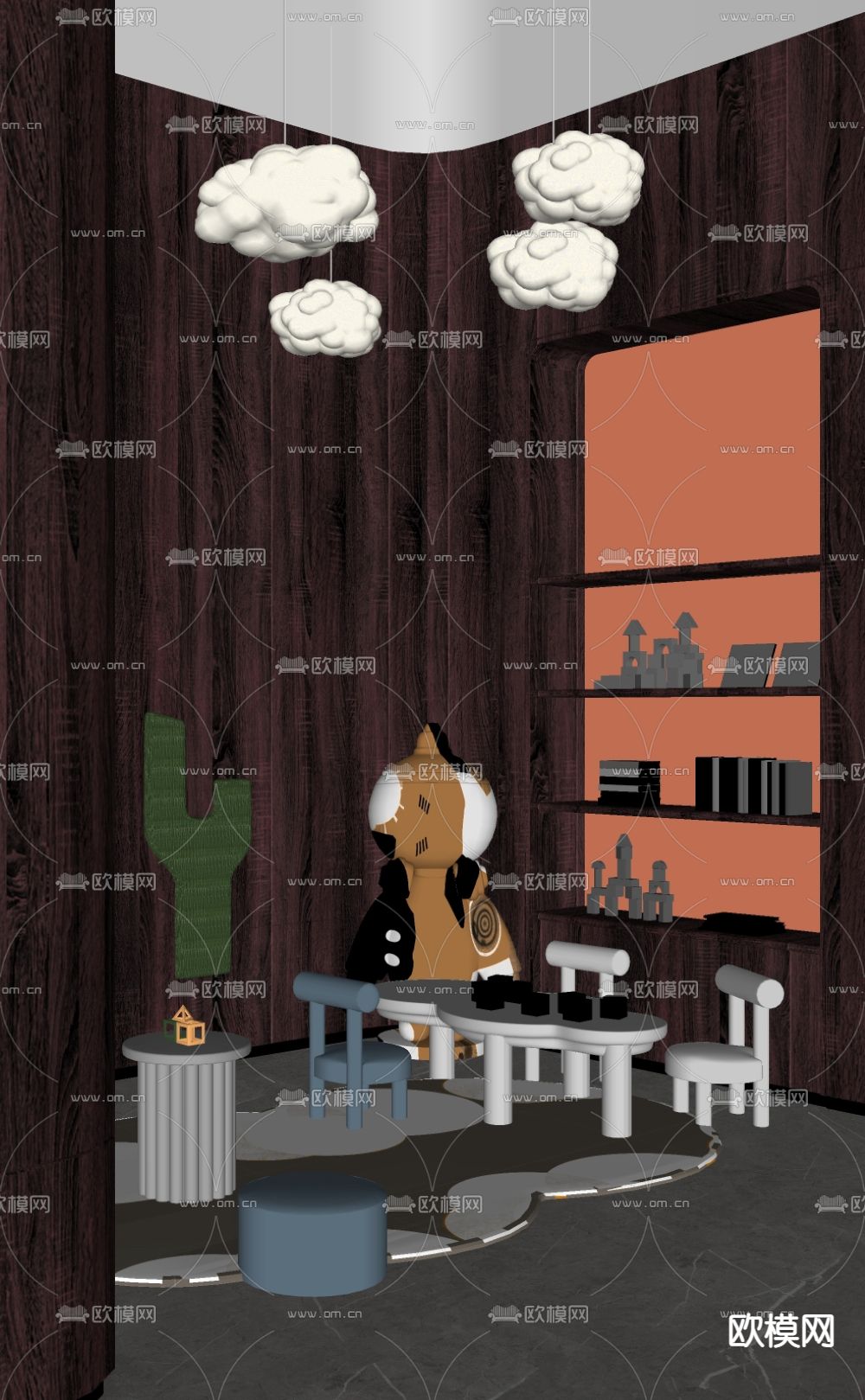 儿童桌椅 阅读桌椅su模型下载（渲染图2）