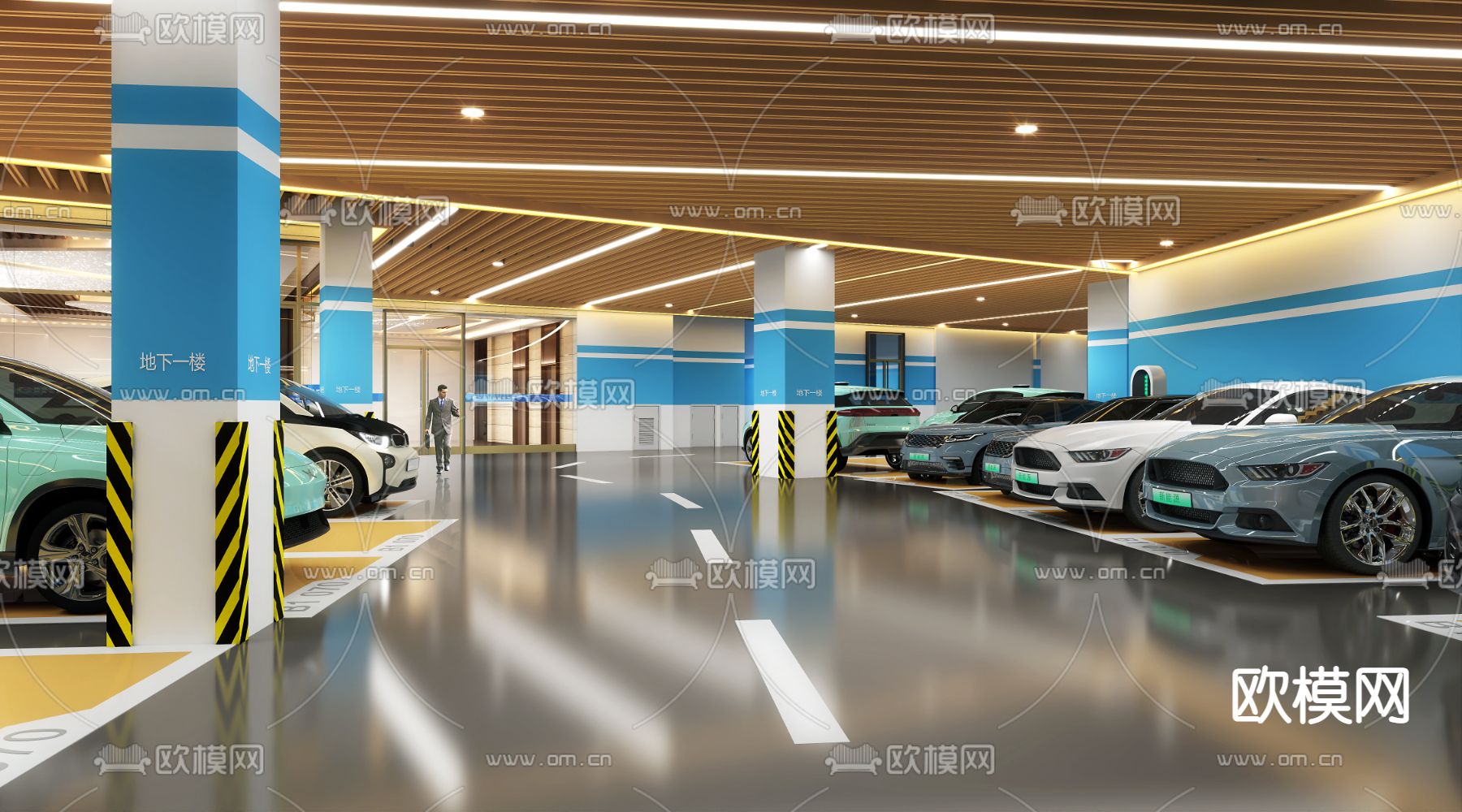 地下车库 停车场3d模型下载（渲染图1）
