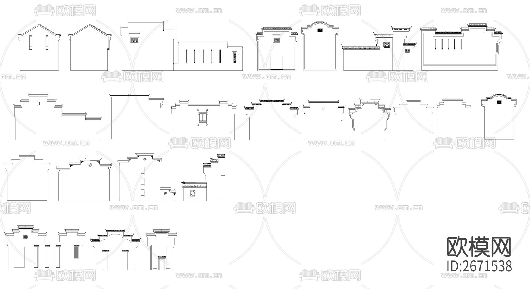 马头墙节点大样下载（渲染图1）