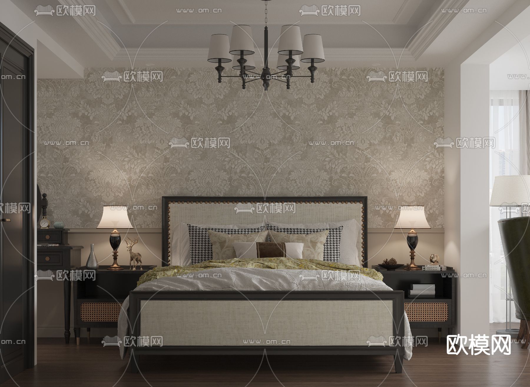 美式客餐厅3d模型下载（渲染图4）