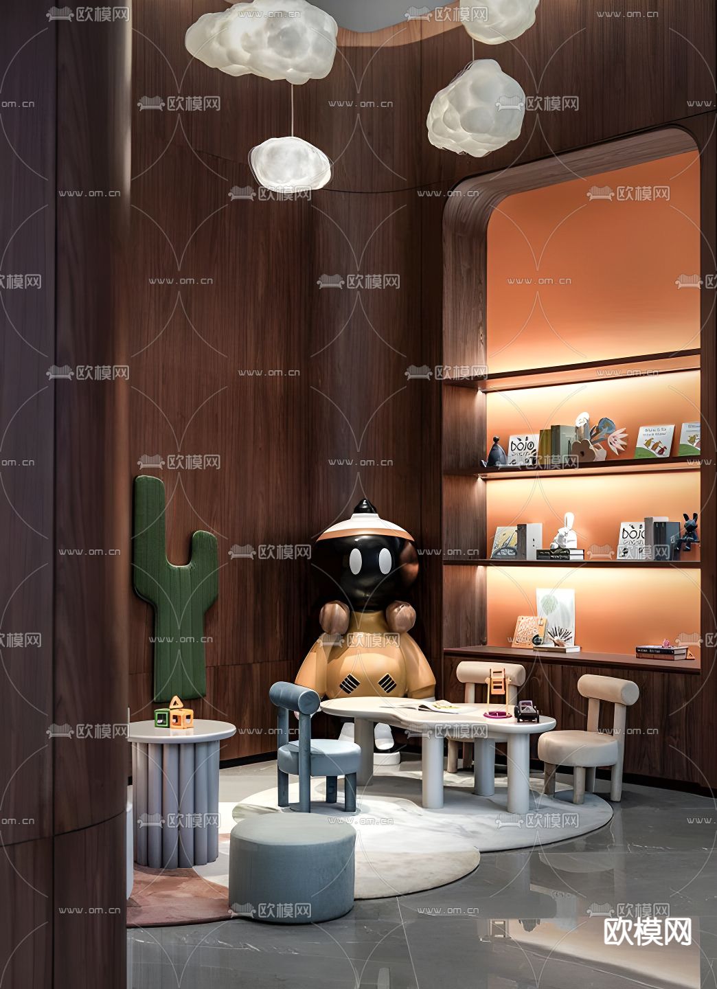 儿童桌椅 阅读桌椅su模型下载（渲染图1）