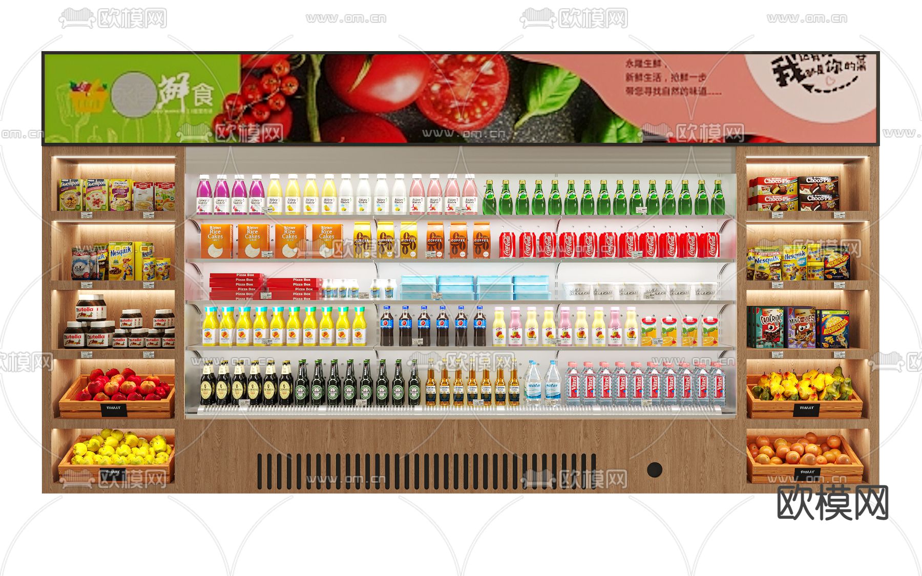 超市货架 饮料架 零食柜3d模型下载