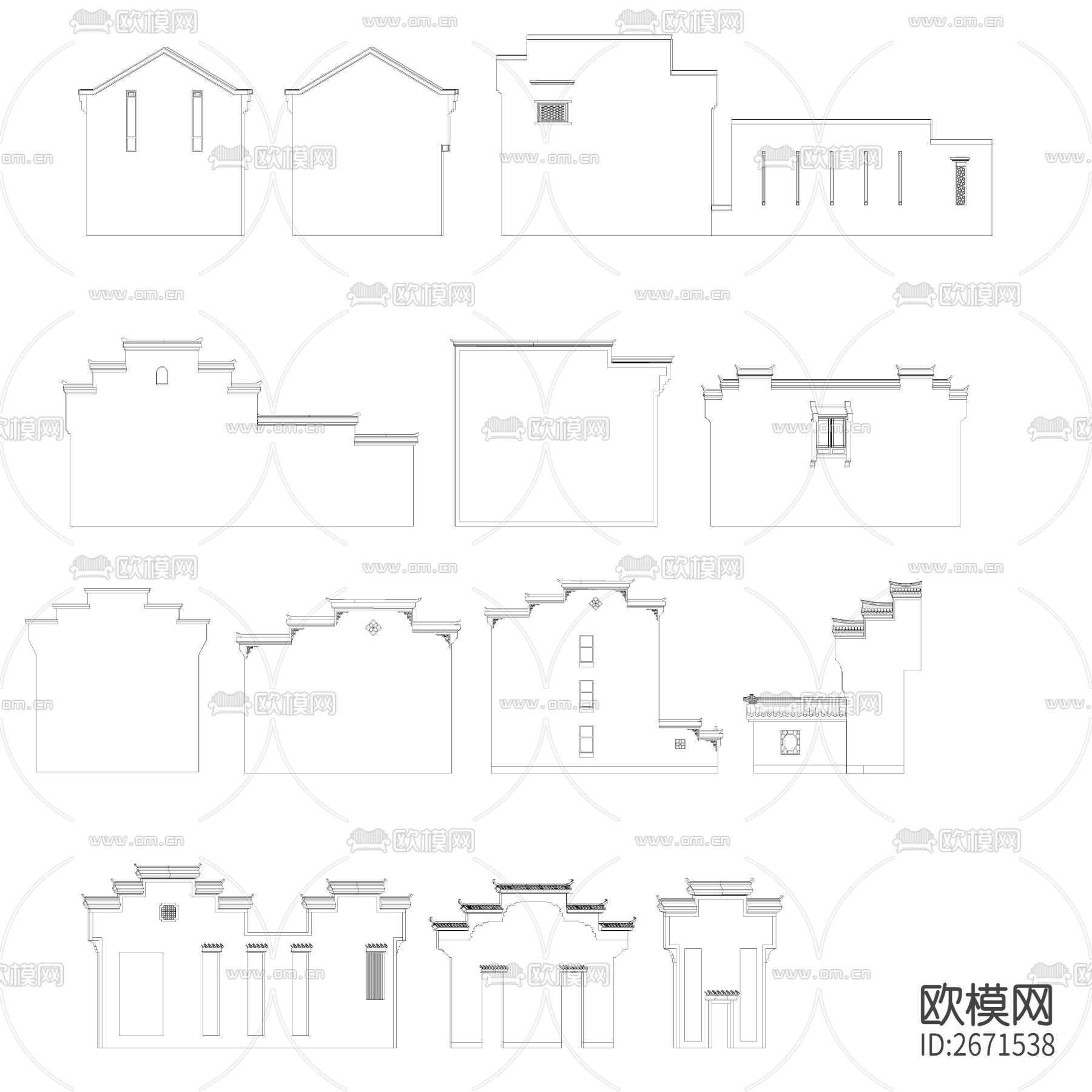 马头墙节点大样下载（渲染图3）