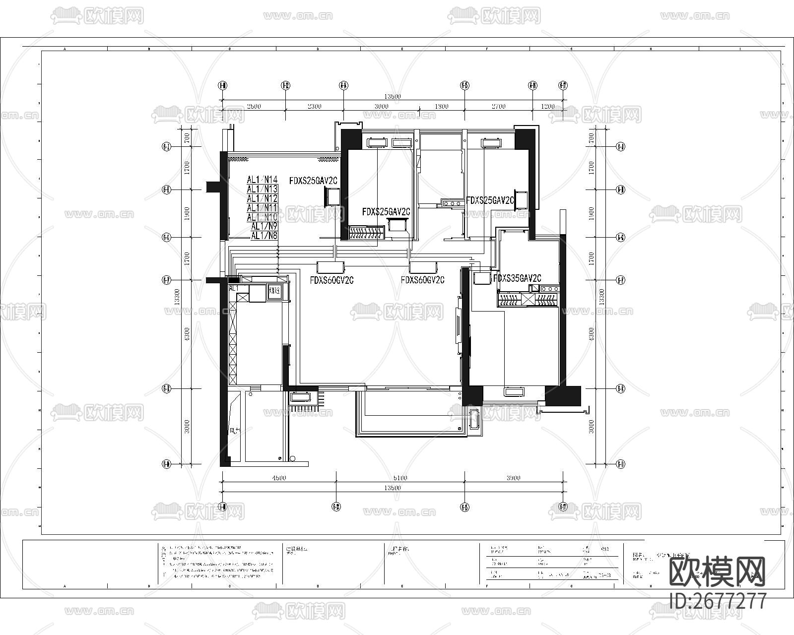样板间系统图cad电气图下载（渲染图1）