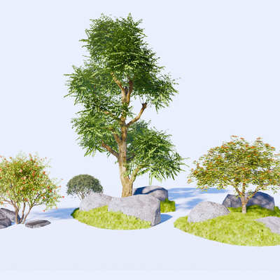 开花灌木 景观树 园艺小品su模型