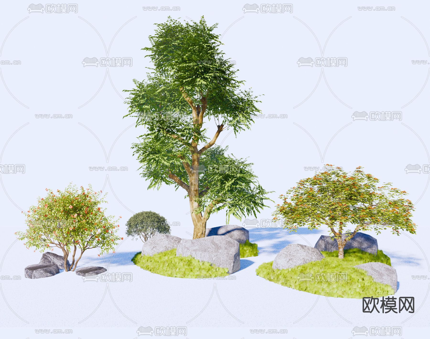 开花灌木 景观树 园艺小品su模型