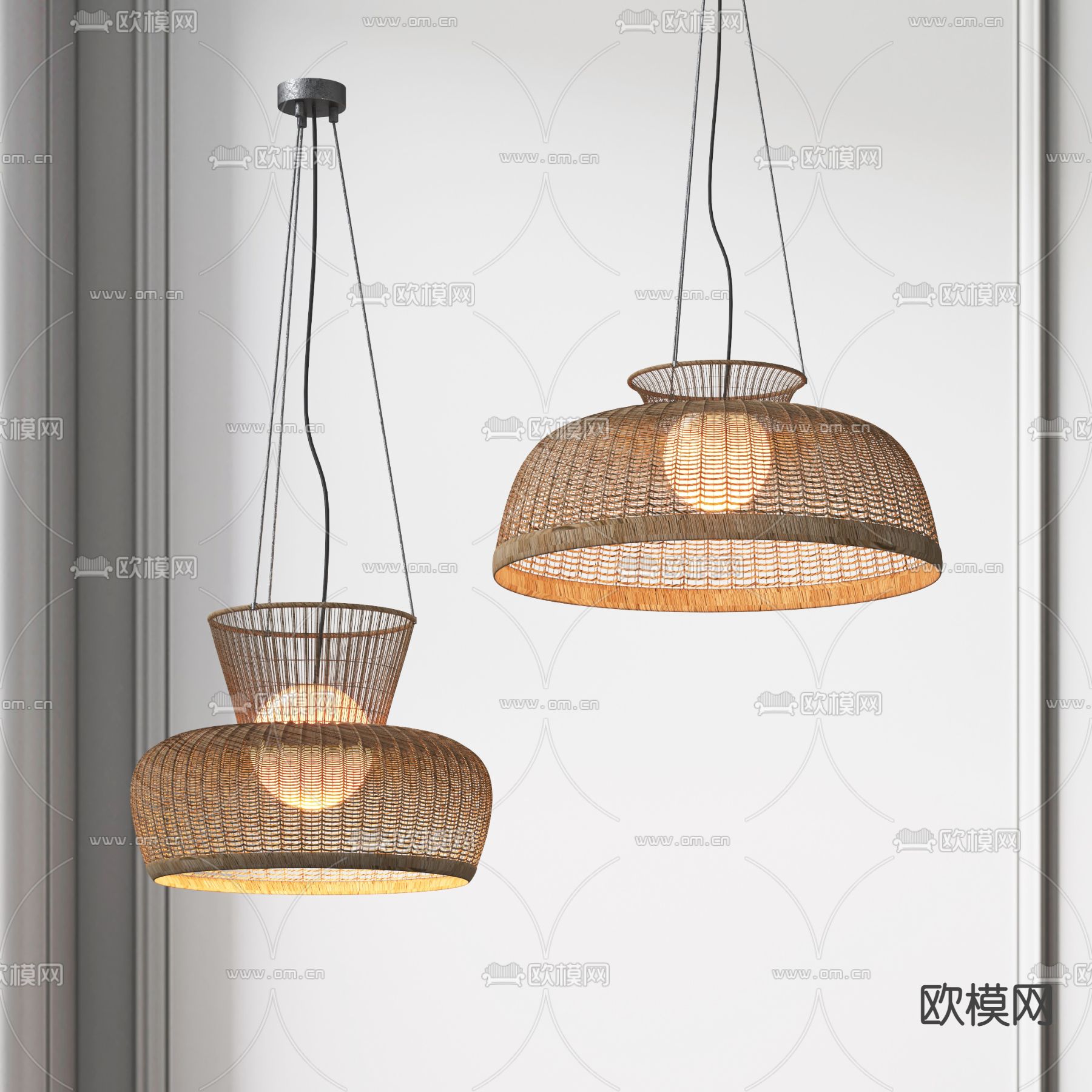 东南亚吊灯 竹编吊灯3d模型下载