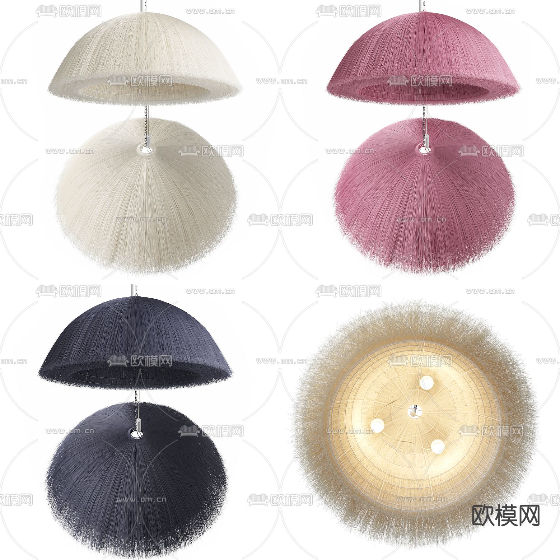 毛绒吊灯 帽子吊灯3d模型下载
