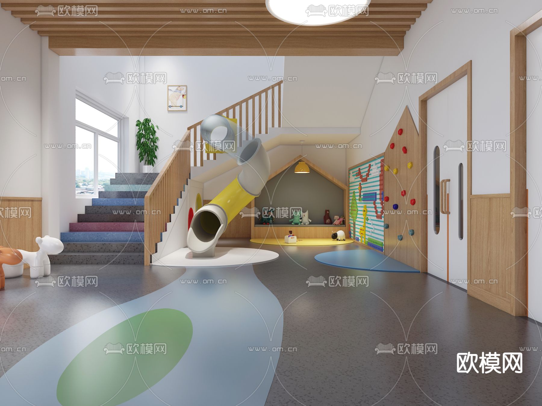 幼儿园 培训机构3d模型下载（渲染图1）