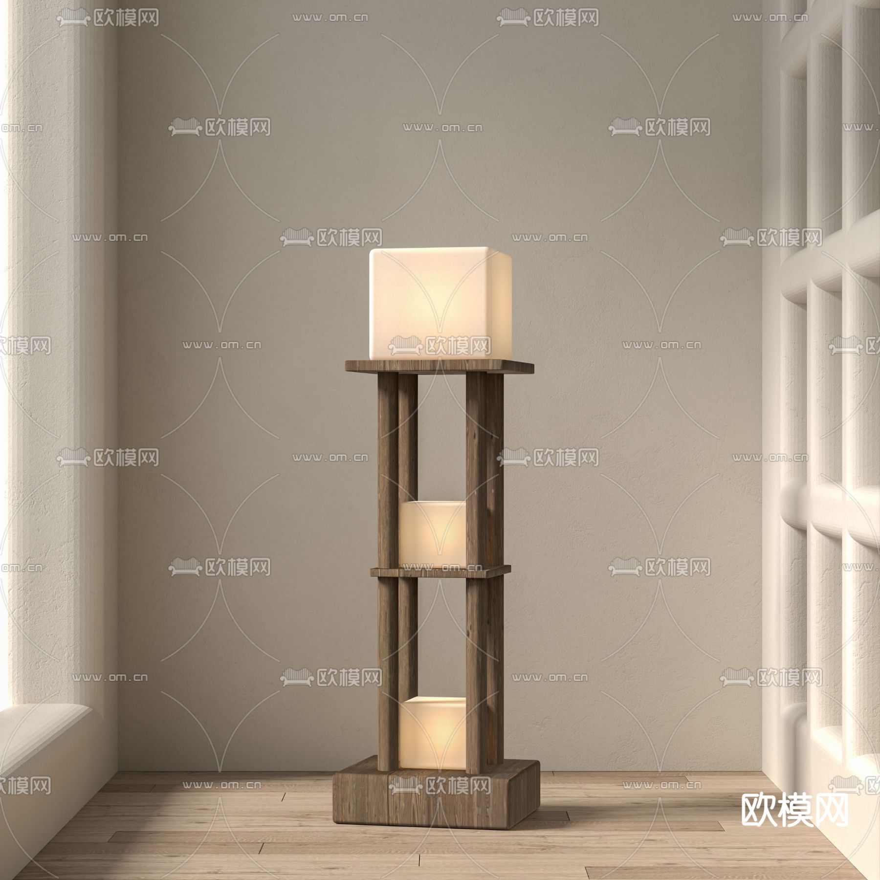 侘寂风落地灯3d模型下载