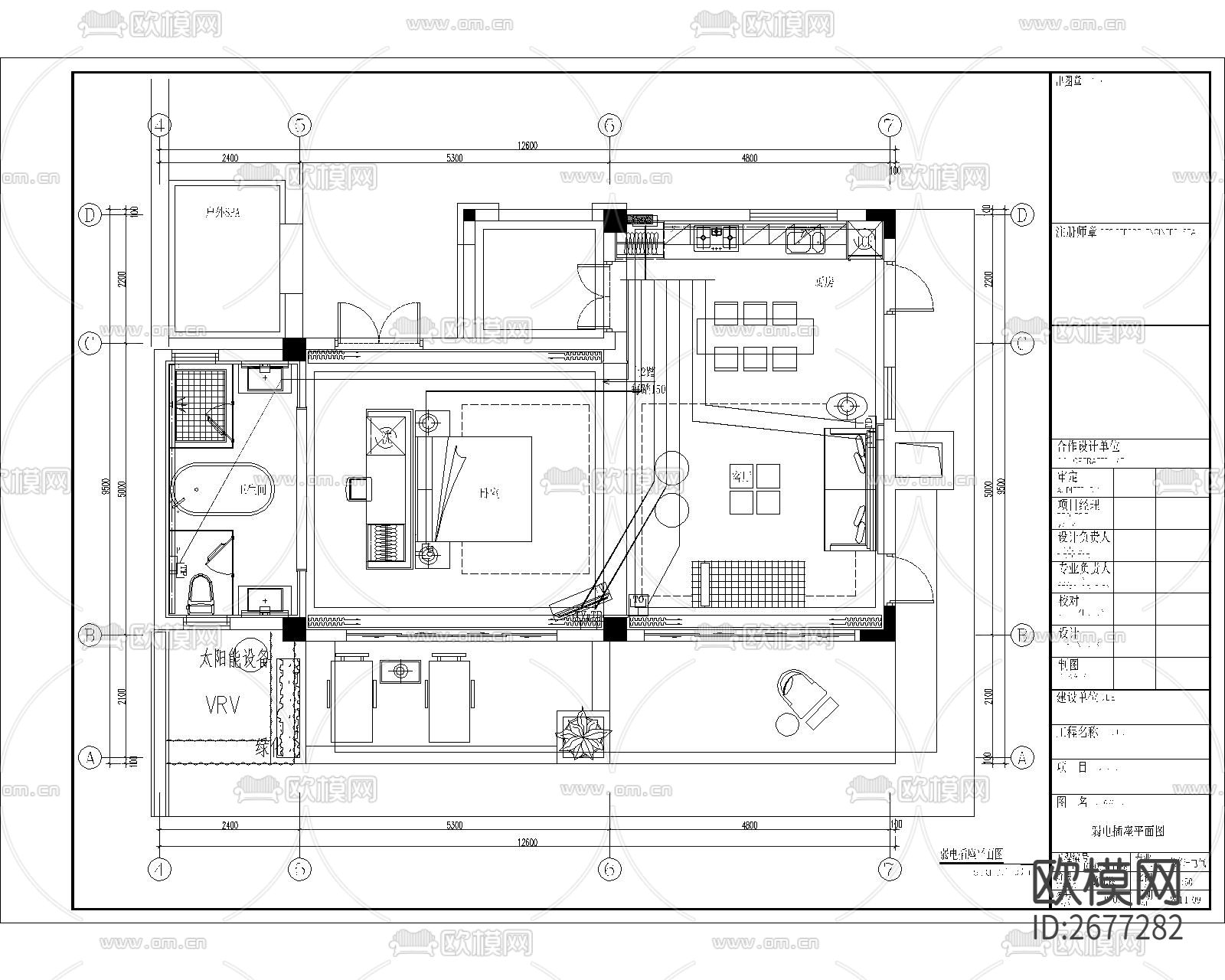 样板间系统图cad电气图下载（渲染图1）