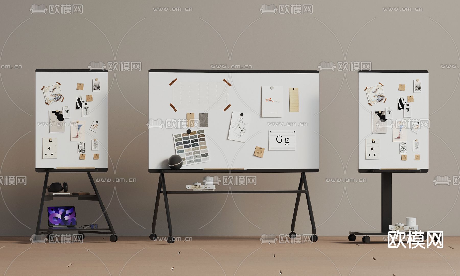 办公白板 记事板3d模型下载_ID14120960_3dmax免费模型-欧模网