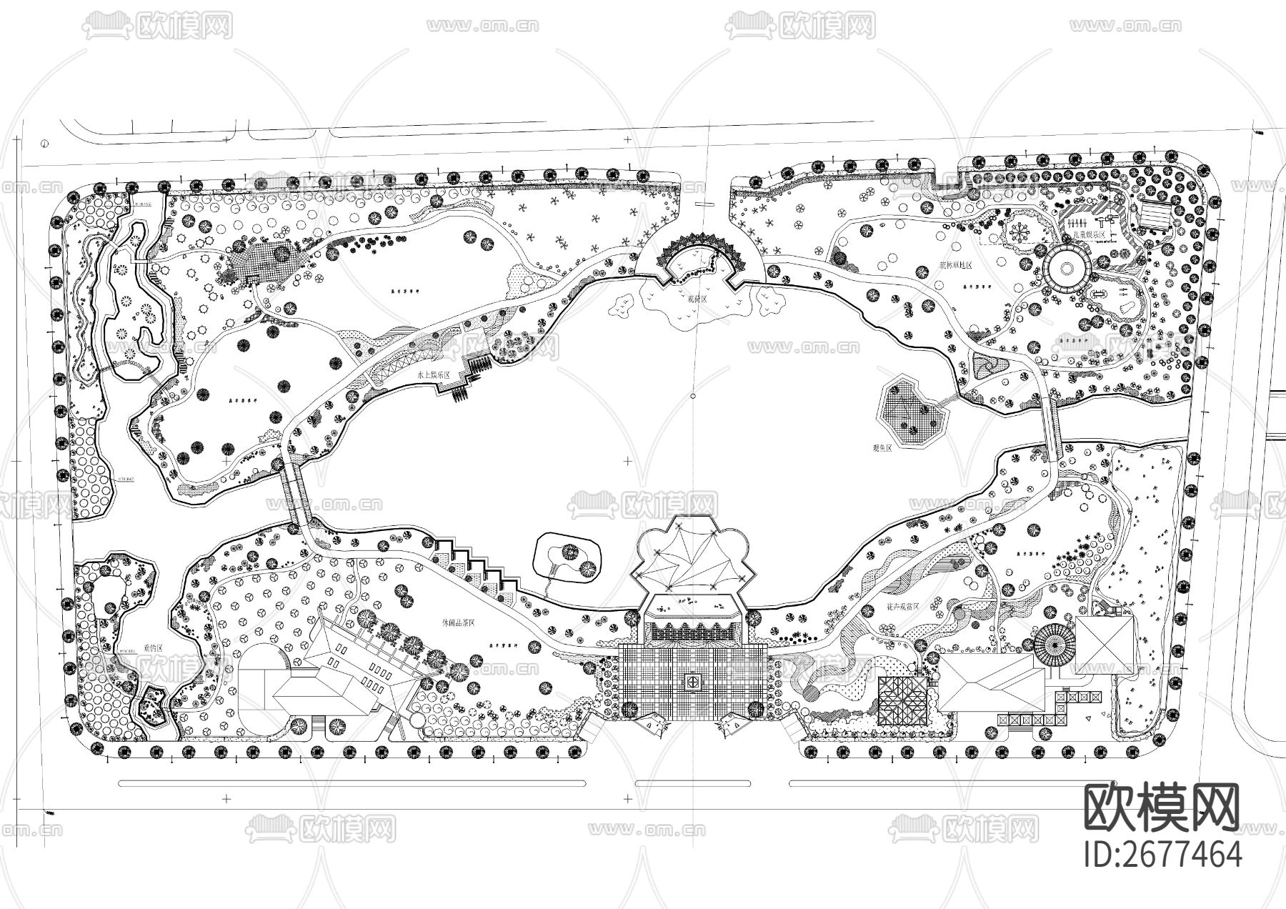 湖滨公园景观cad平面图下载（渲染图2）