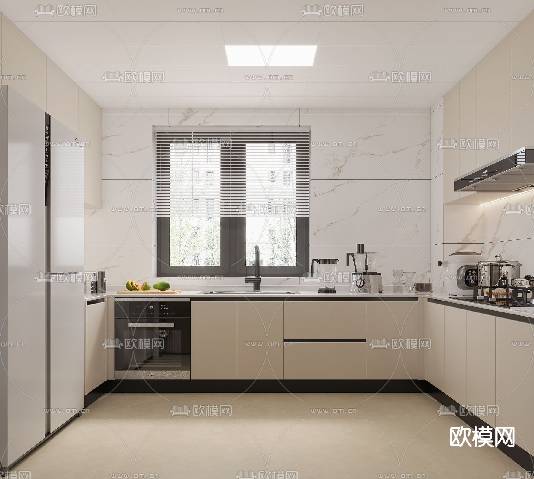 现代厨房3d模型下载