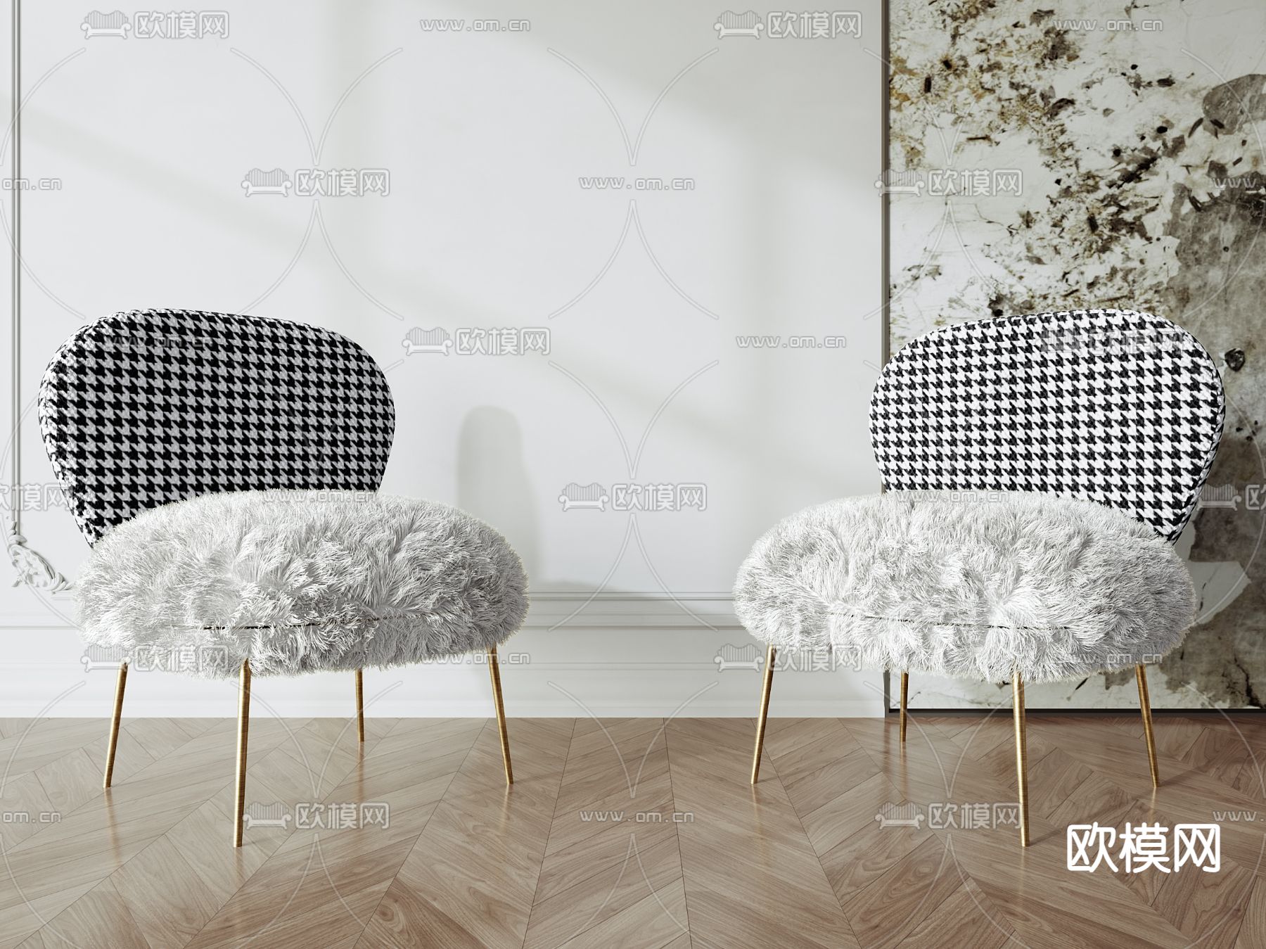 毛绒椅子 休闲椅3d模型下载