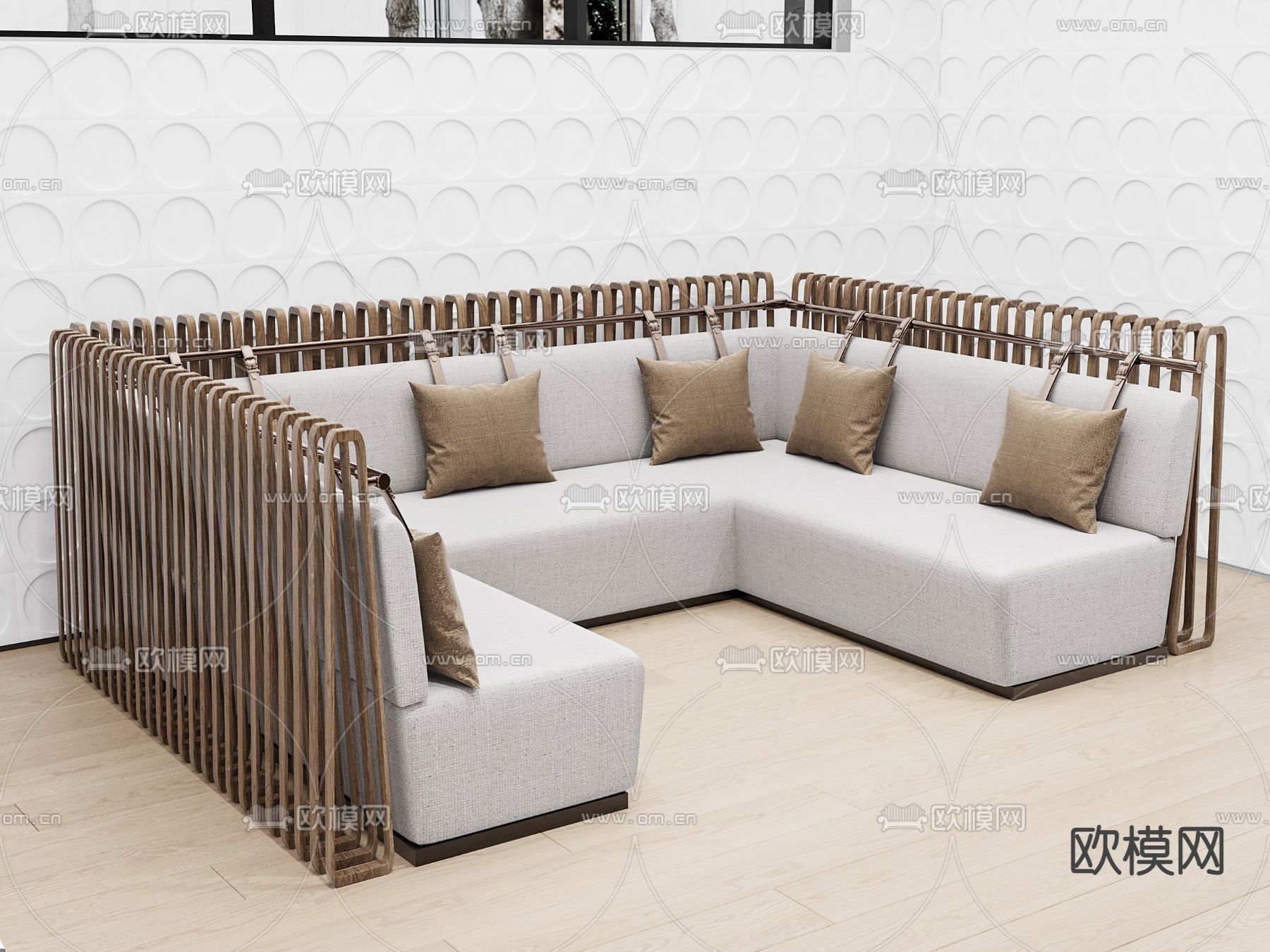 卡座沙发 多人沙发3d模型下载