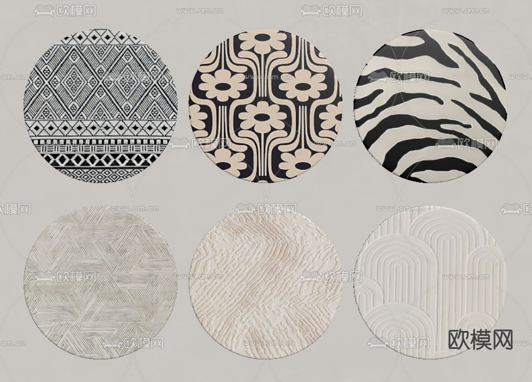 花纹地毯 圆毯su模型下载（渲染图2）