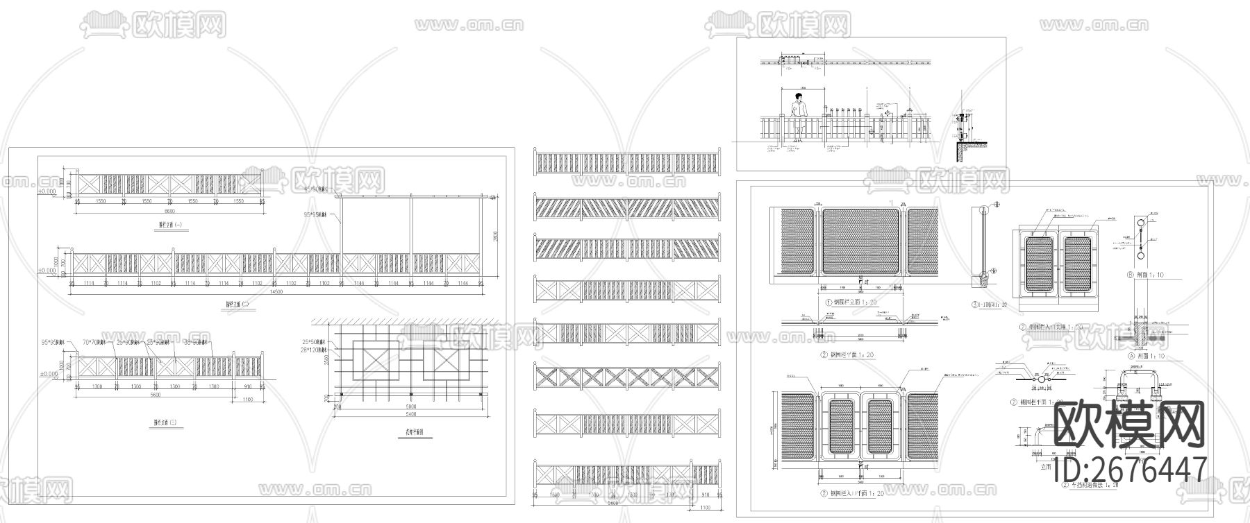 庭院围栏CAD图库下载（渲染图1）