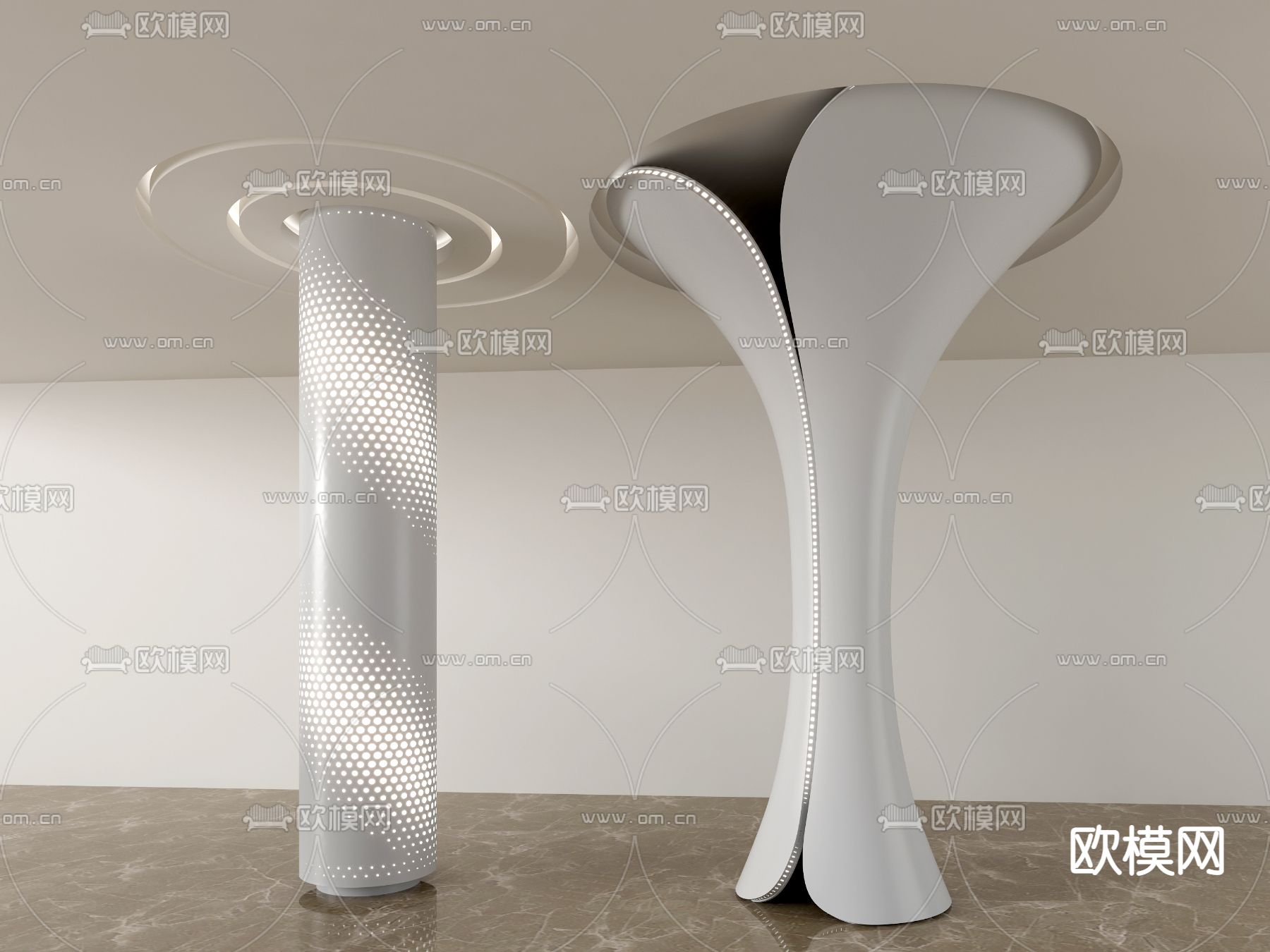 现代异形柱子装饰柱su模型