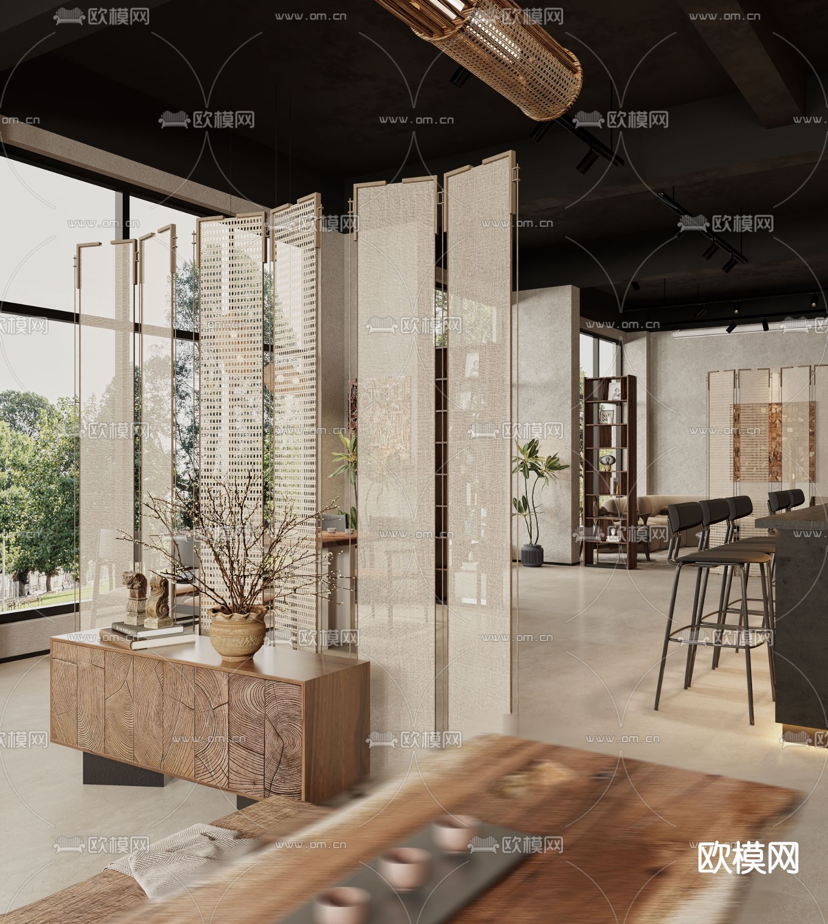 侘寂风咖啡厅3d模型下载（渲染图7）
