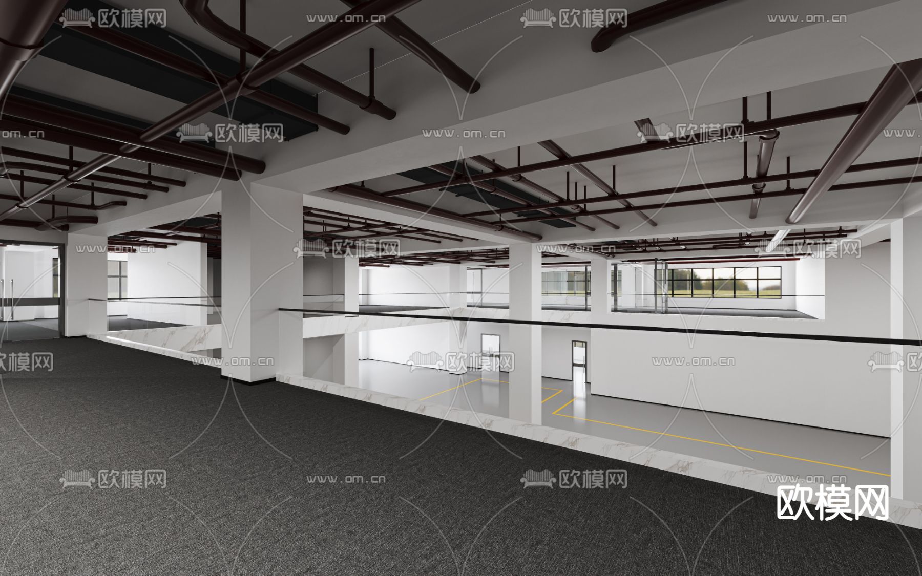 现代工厂免费3d模型下载（渲染图2）