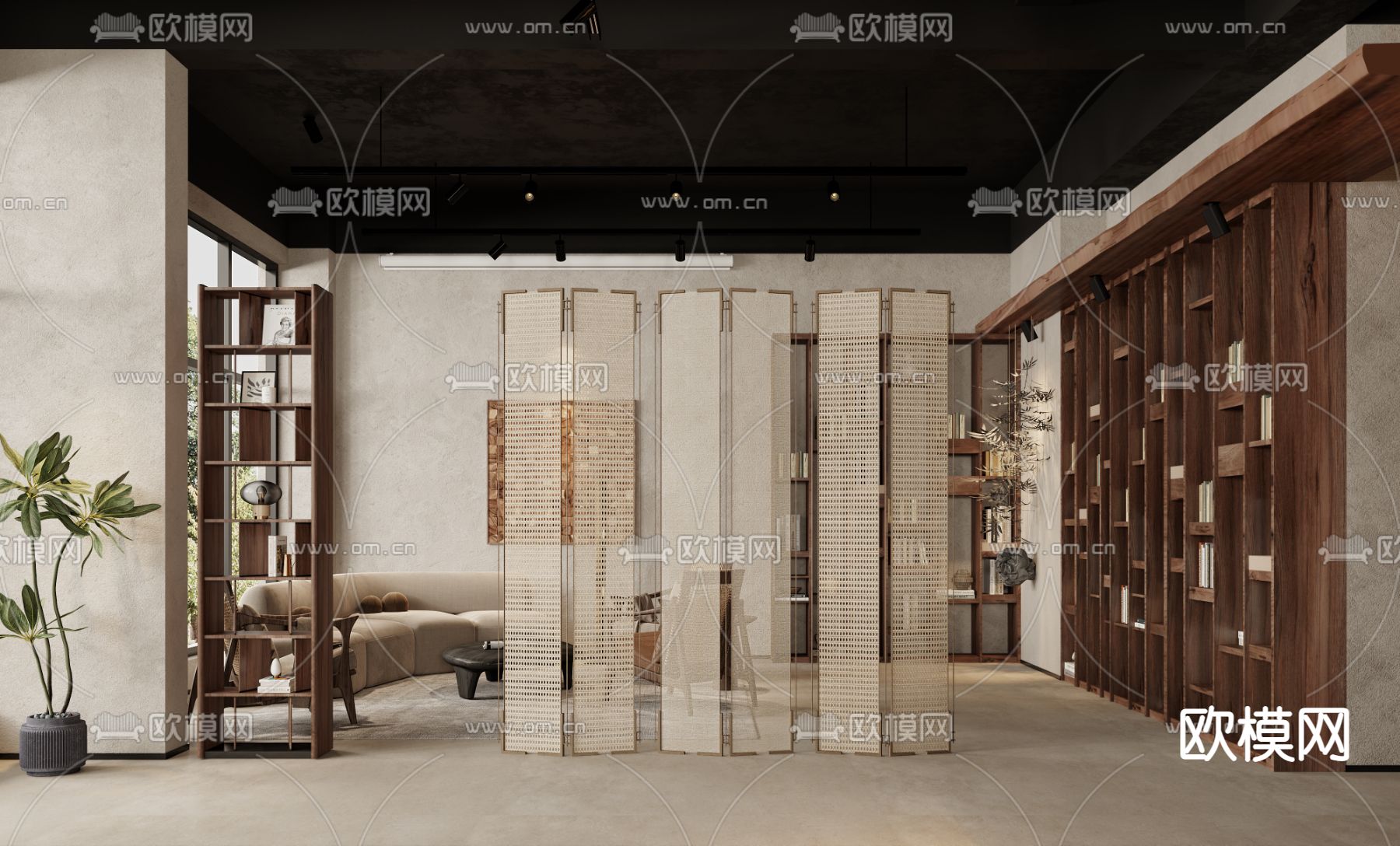 侘寂风咖啡厅3d模型下载（渲染图3）