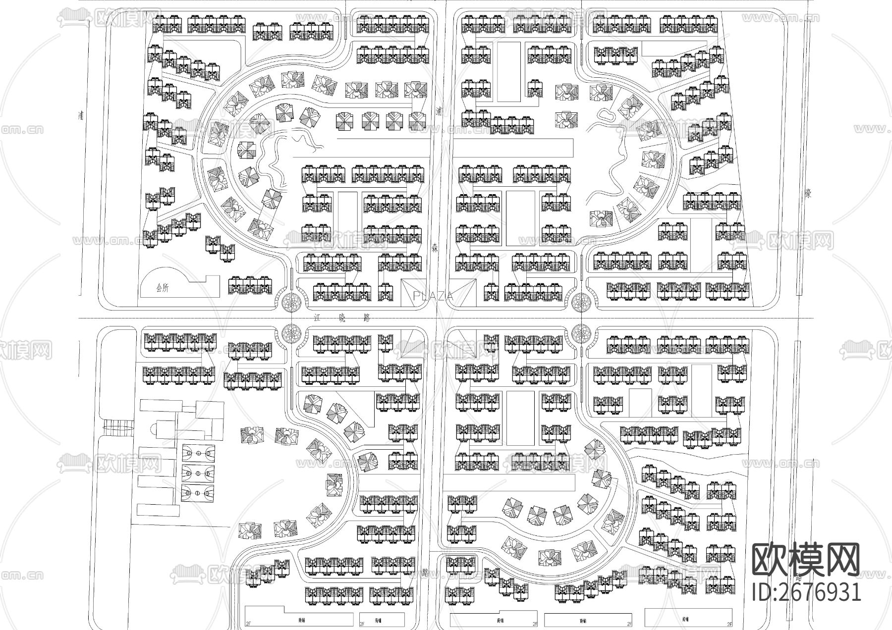 别墅区规划cad平面图下载（渲染图5）