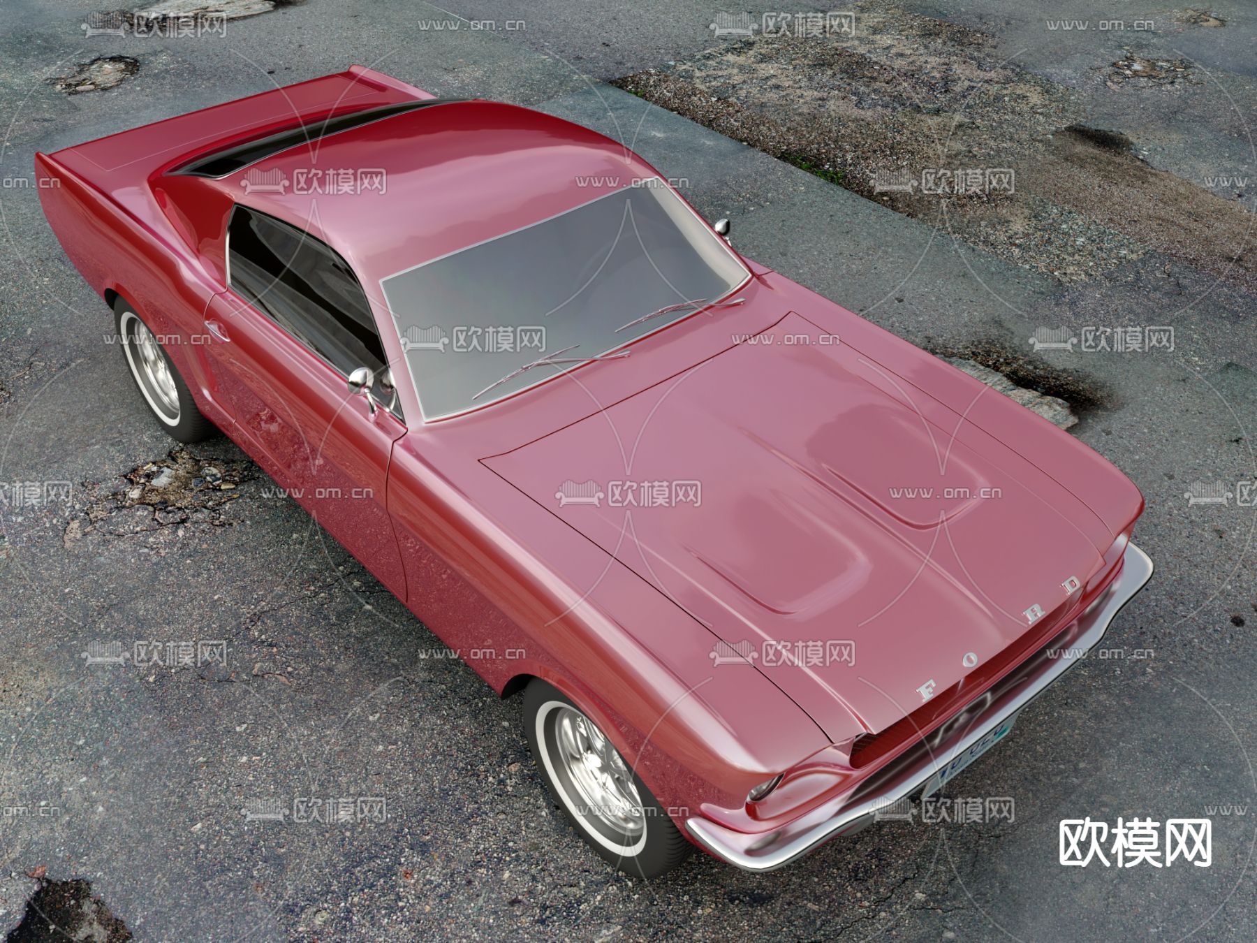 福特汽车 野马汽车3d模型下载（渲染图2）