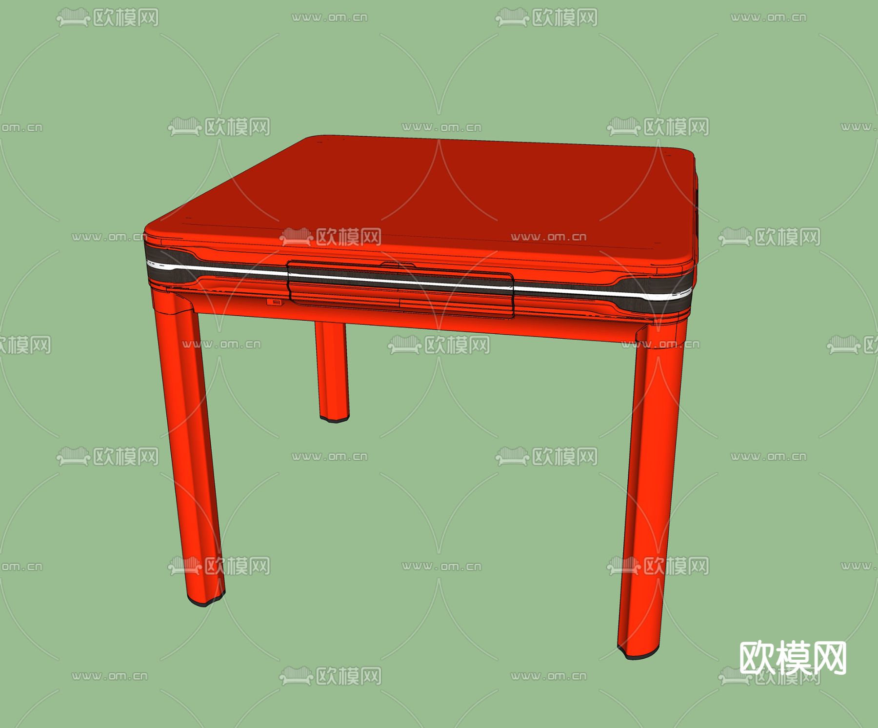 麻将桌su模型下载（渲染图2）