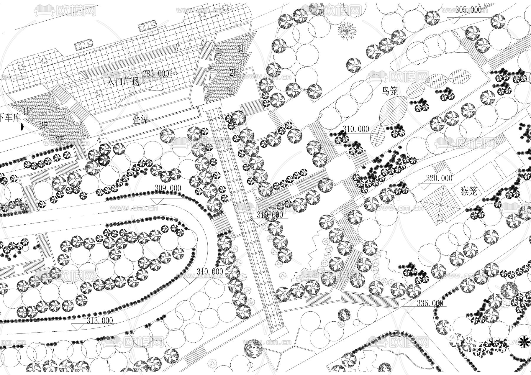 山体公园设计cad平面图下载（渲染图5）