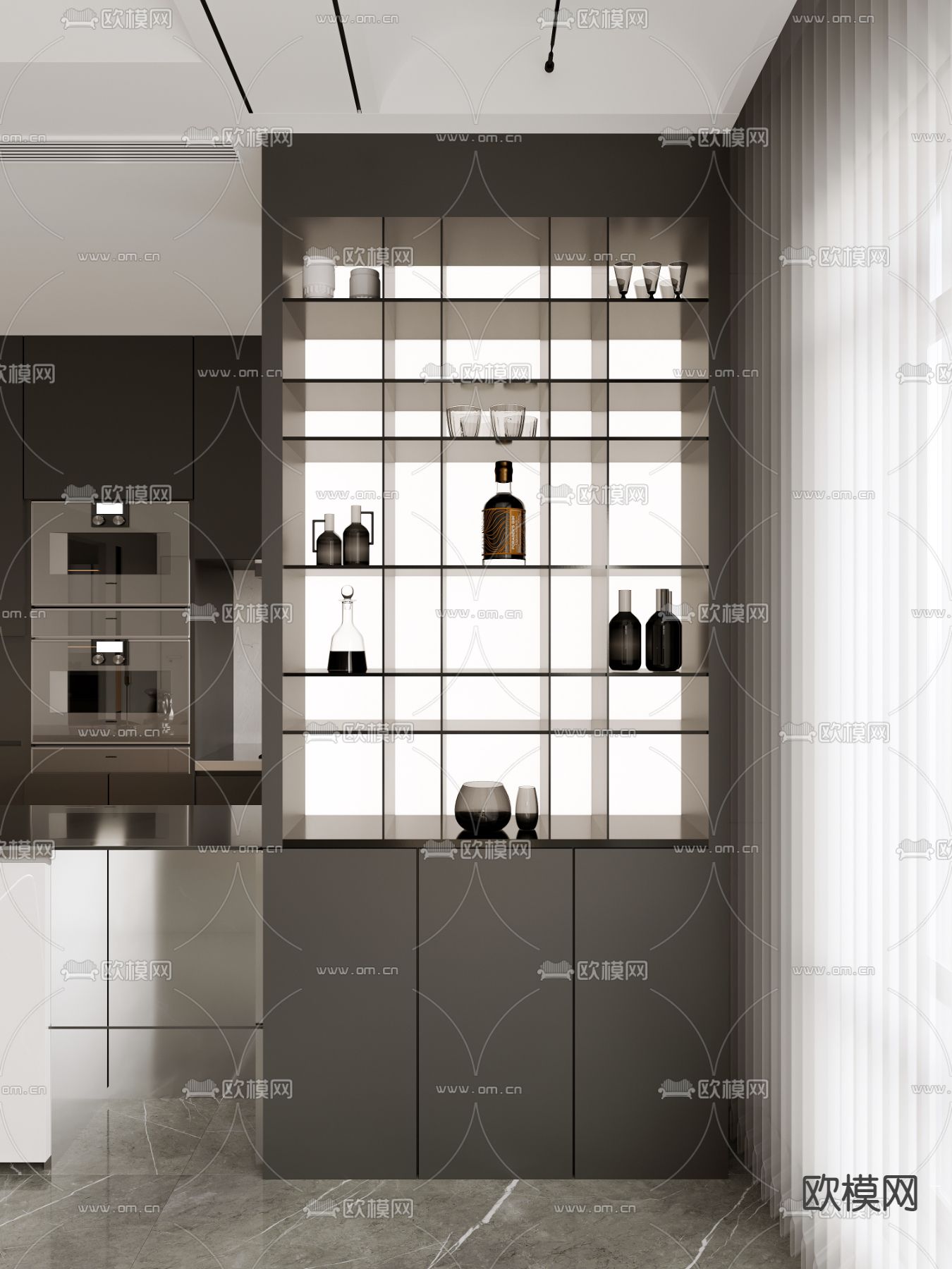 现代酒柜3d模型下载