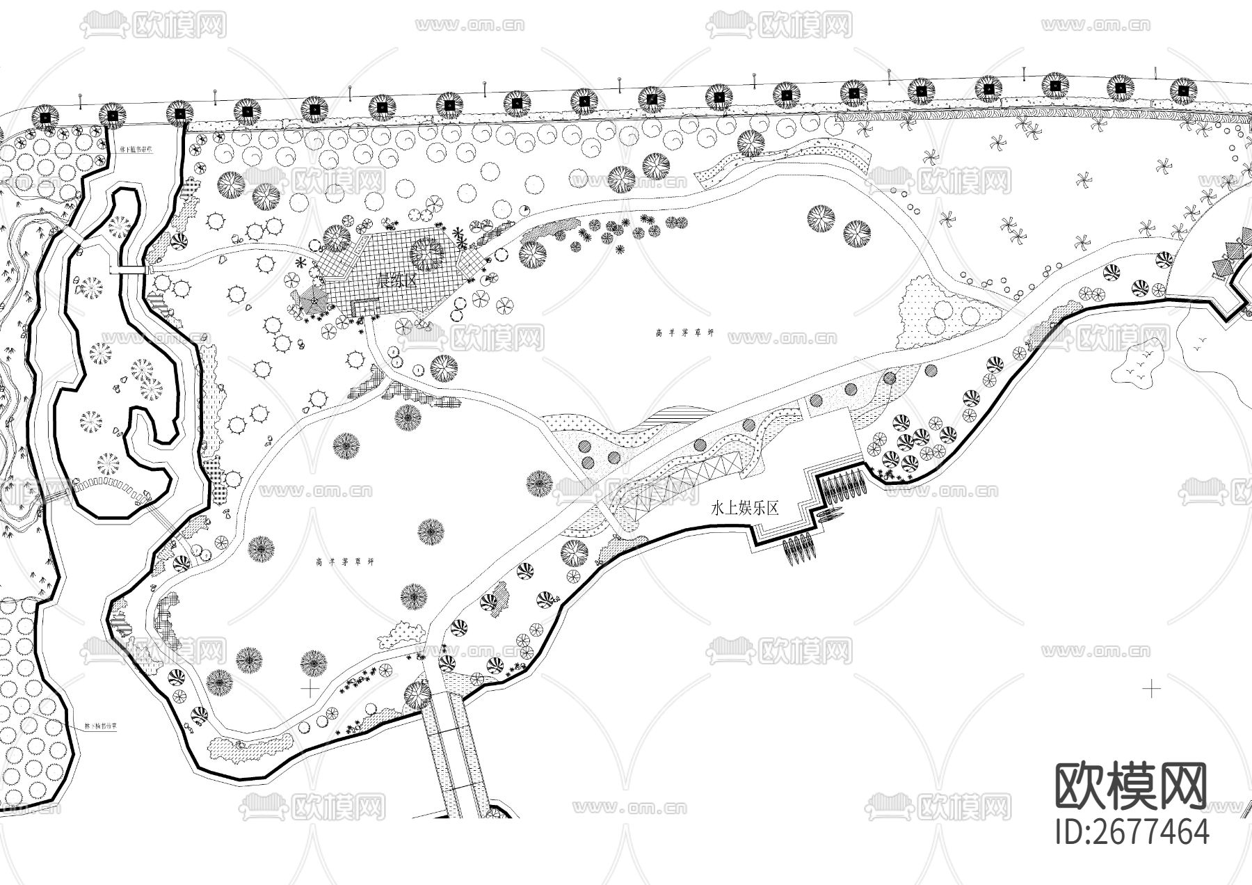 湖滨公园景观cad平面图下载（渲染图4）
