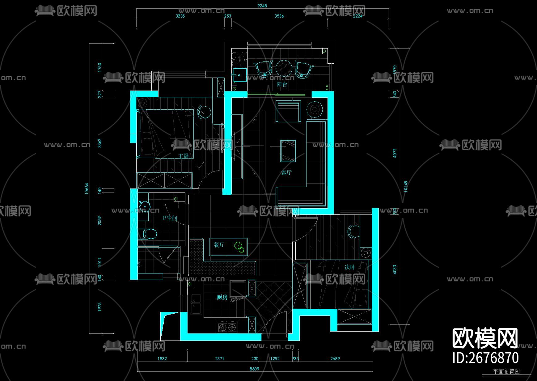 家装整套CAD施工图下载（渲染图1）