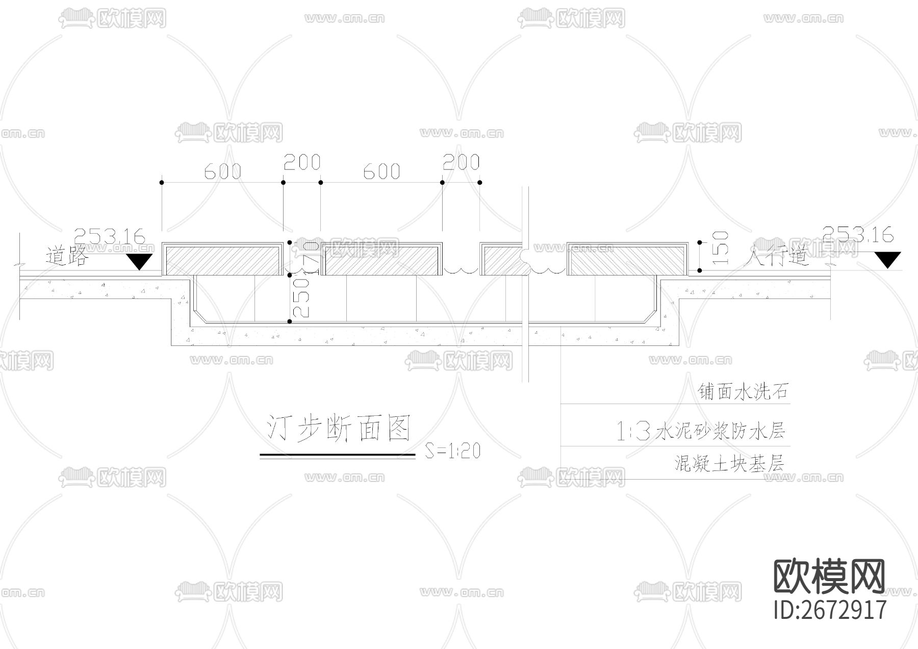 小溪叠水节点大样下载（渲染图4）
